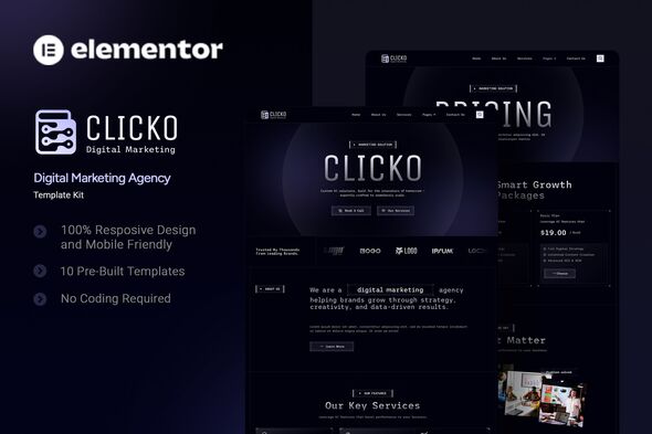 Clicko - Digital Marketing Agency Elementor Template Kit