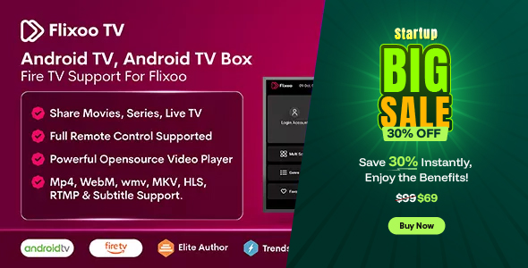 Flixoo TV — Android TV, Android TV Box And Amazon Fire TV App for Flixoo
