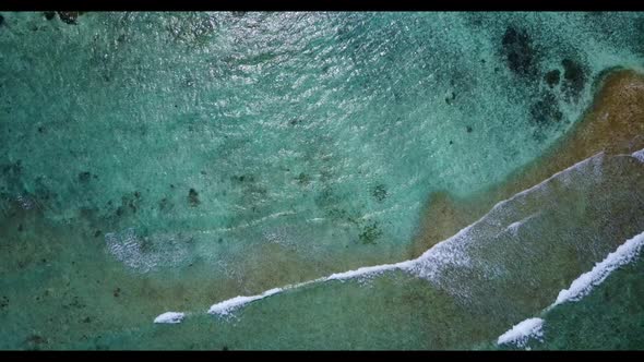 Aerial scenery of luxury tourist beach wildlife by blue sea and bright sand background of a dayout b