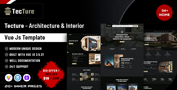 Tecture - Architecture & Interior Vue Js Template