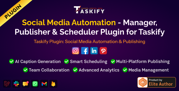Social Media Automation - Manager, Publisher & Scheduler Plugin for Taskify