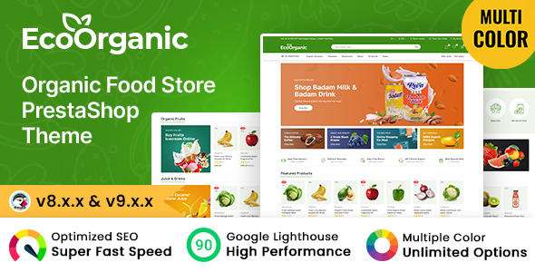 EcoOrganic - Organic Fruits and Vegetables Store PrestaShop 8 Theme