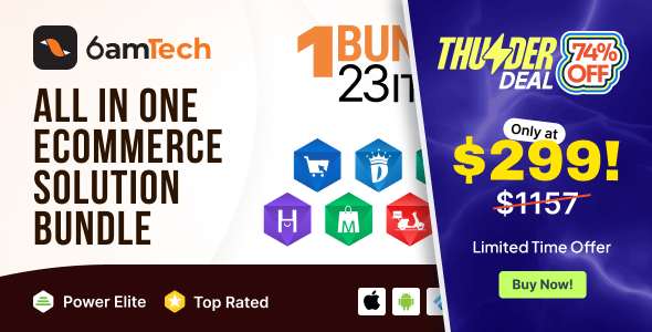 6amTech eCommerce solution bundle - All modules of 6amMart, 6Valley, StackFood, Demandium and more