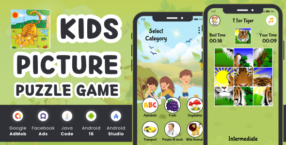 Kids Picture Puzzle Game with AdMob Facebook Ads Android