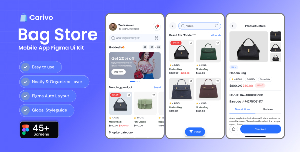 Carivo-Bag Store Mobile App Figma Ui Kit