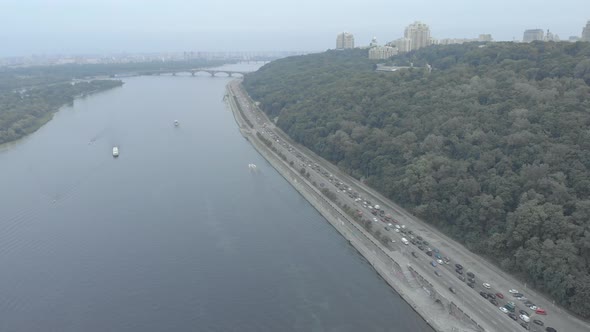 Dnipro River. Kyiv. Ukraine. Aerial View