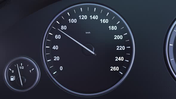 Car Speedometer Picking Up Speed