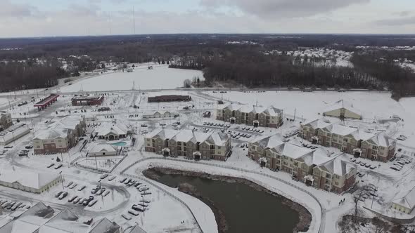 snow covered apartments