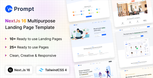 Prompt - Multipurpose Next.js 16 Landing Page Template (Tailwind CSS 4)