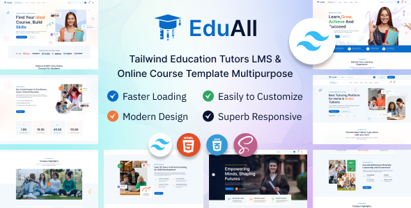 EduAll - Tailwind Education Tutors LMS & Online Course Template Multipurpose