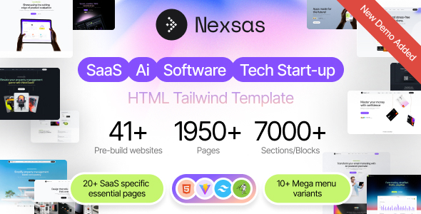 Nexsas | SaaS, Software, Startup Tailwind Template