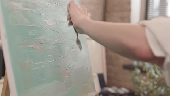 Painting on Canvas with Putty Knife