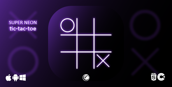 Super Neon Tic Tac Toe - HTML5 Game Template