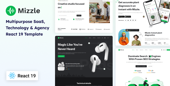 Mizzle - Multipurpose SaaS, Technology & Agency React 19 Template