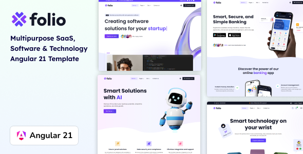 Folio - Multipurpose AI, SaaS, Software & Technology  Angular 21 Template