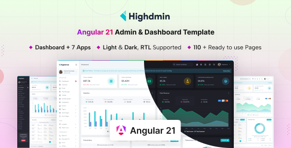Highdmin - Angular 21 Admin & Dashboard Template