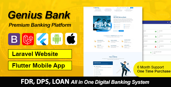 Genius Bank - Digital Banking System with Flutter Mobile Apps Bundle