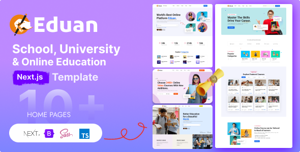 Education Website Templates | School University and Online Education Course Next.js Template - Eduan