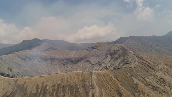 Mountain Landscape with an Active Volcano