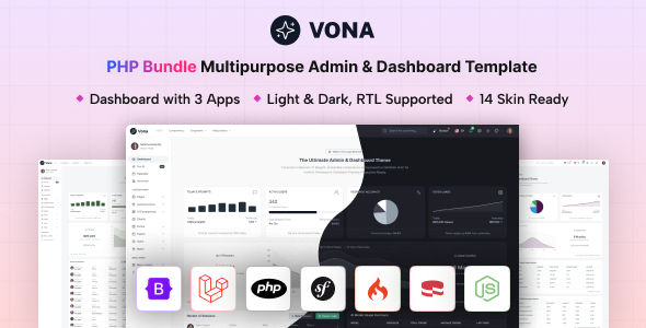 Vona - Laravel, PHP, CodeIgniter, Symfony & NodeJs Minimal Admin Dashboard Template