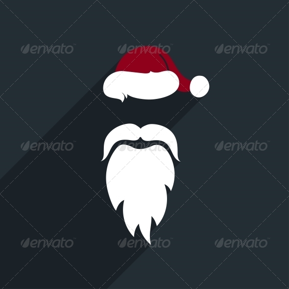 Flat Design Vector Santa Claus Face. Icon. Greetin