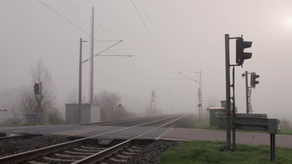 Foggy Railwaycrossing in the Nowhere