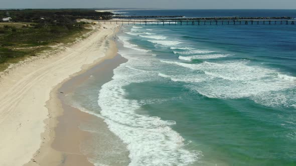 Flying towards the Gold Coast seaway , Golden  beaches and waves rolling in. Queensland Australia, S