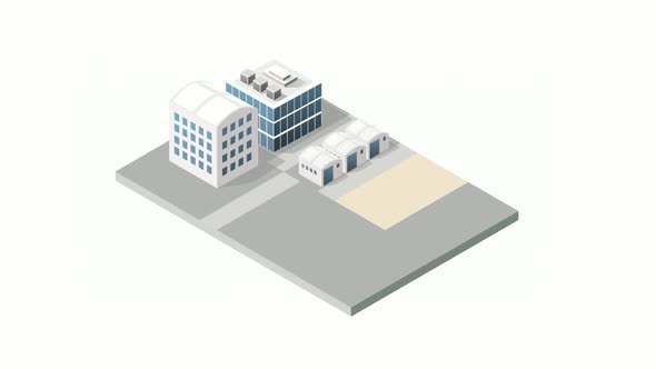 Isometric 3D city module industrial