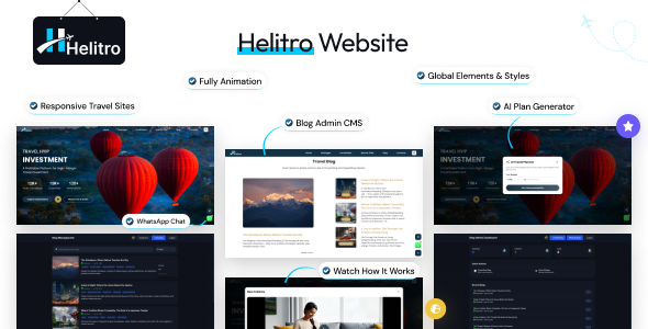 Helitro - Explore the World with a Travel Website Built in Flutter Web| Flutter Web Landing Page