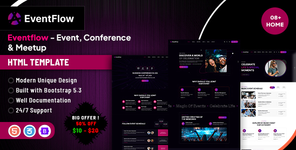 EventFlow - Event, Conference & Meetup HTML5 Template