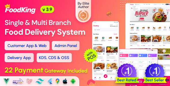 FoodKing - Restaurant Food Delivery System with Admin Panel & Delivery Man App | Restaurant POS