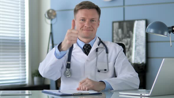 Thumbs Up By Doctor in Clinic