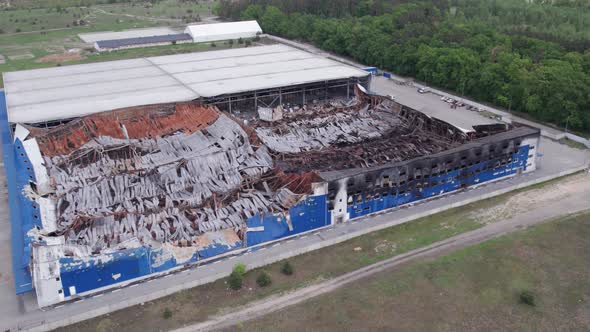 War in Ukraine  Destroyed Warehouse in Bucha