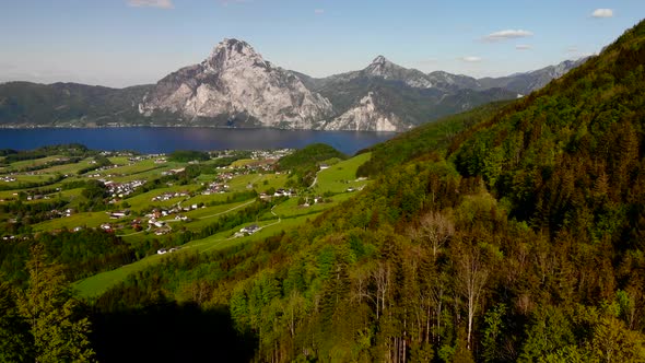 Beautiful view from the Mountains on an lake and a village