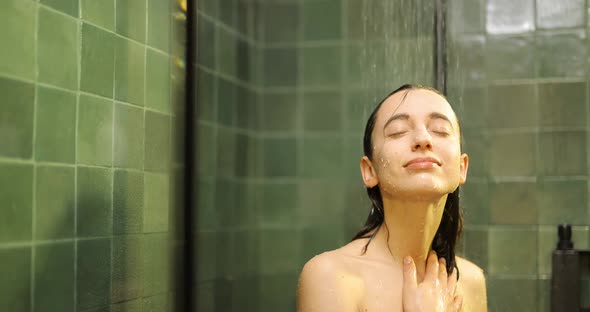 Woman Taking a Rain Shower