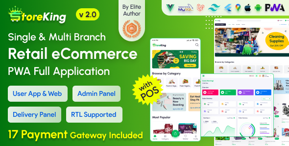 StoreKing - eCommerce (Grocery, Pharmacy, Supershop) App with Laravel Website & Admin Panel with POS