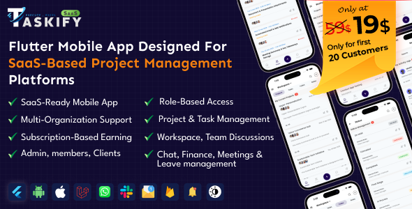 Taskify SaaS - Project Management & Task Manager Flutter App