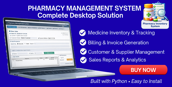 Pharmacy Management System - Python Desktop App with Database