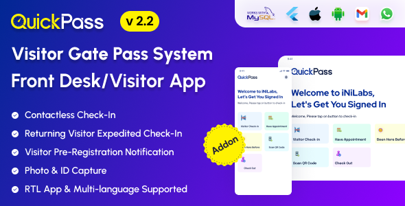 QuickPass - Visitor Gate Pass System Frontdesk App/Visitor App