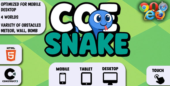Coe Snake Game Template Ready Optimized (Mobile & Desktop)