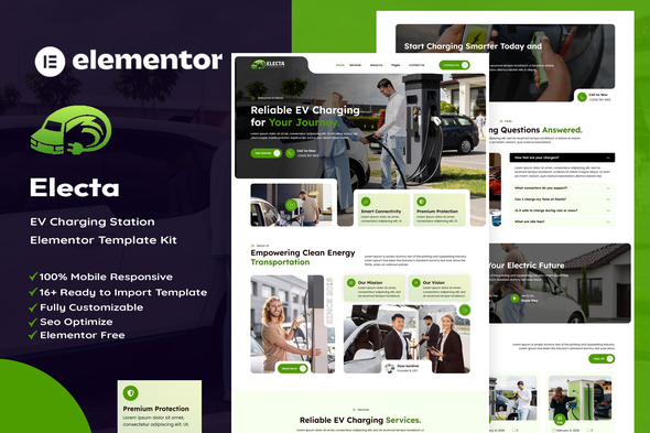 Electa - EV Charging Station Elementor Template Kit