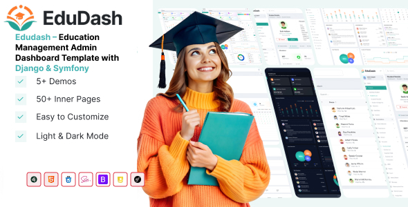 Edudash – Education Management Admin Dashboard Template with Django & Symfony
