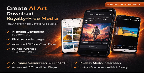 AI Art Generator & Stock Media Downloader – Android App (Java)