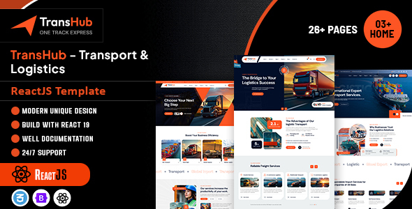 TransHub - Transport & Logistics ReactJS Template