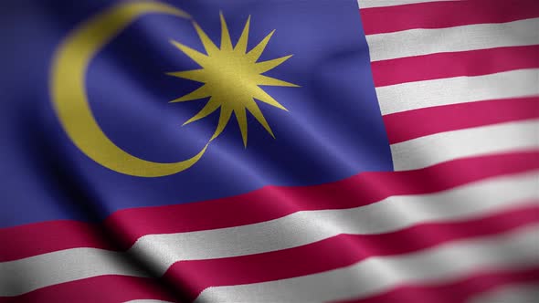 Malaysia Flag Textured Waving Close Up Background HD