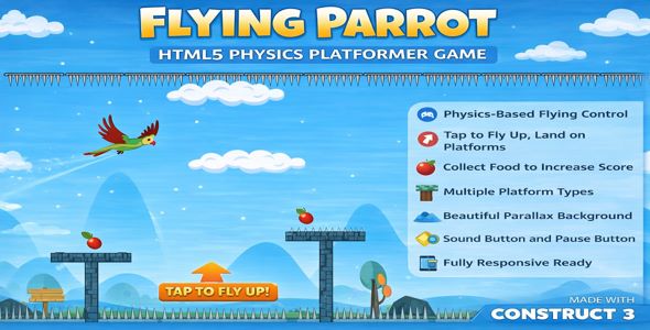 Flying Parrot HTML5 Game Construct 3