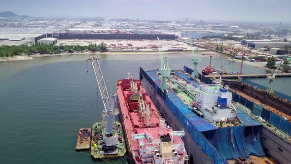 Aerial View Logistics Concept Floating Dry Dock