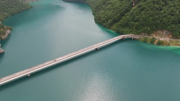 Automobile Bridge Across Lake Piva