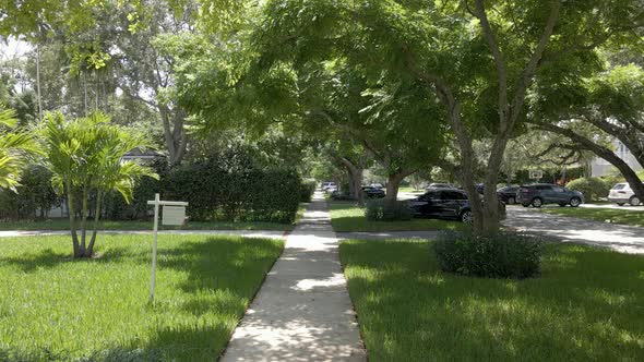 Drone Flying along a Walking Path