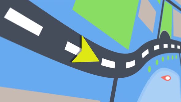 Animation of the GPS navigator showing the movement of the arrow around the city